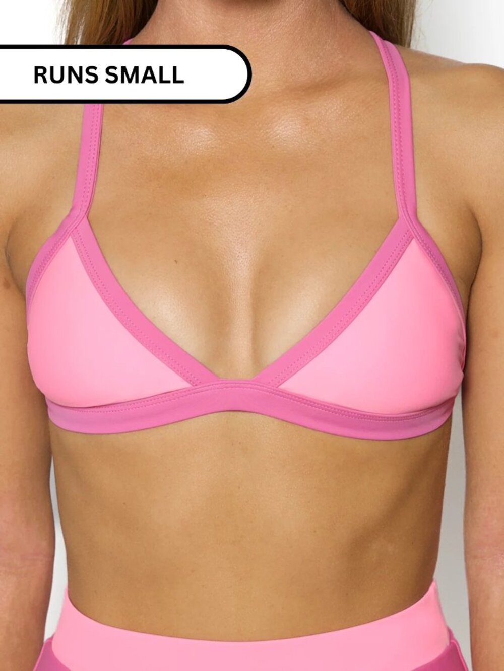 93 Play Street NWOT SERENA Poppy Pink Triangle Bikini Top, Size Large
